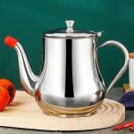 500ml Stainless Steel Tea & Oil Pouring Pot with Lid – Long Spout Kettle