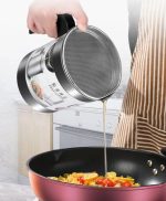 Stainless Steel Oil Filter Pot with Mesh Strainer - Image 6