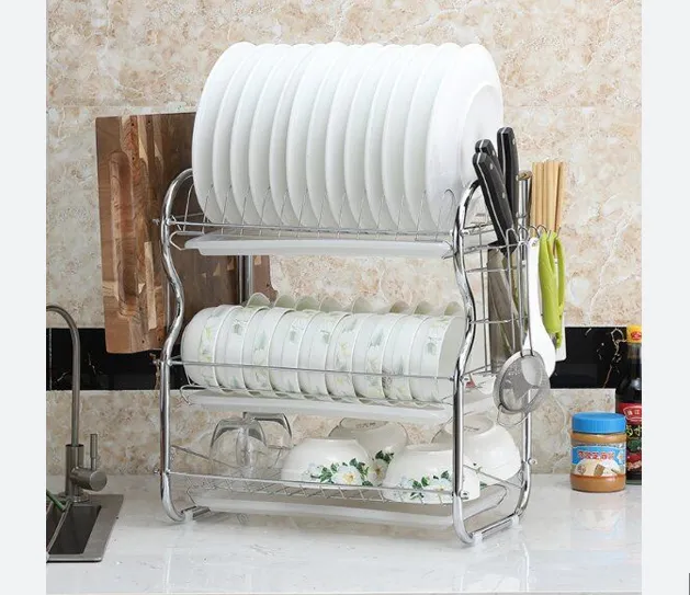 95f484a2-8727-4608-9bd4-638d6e1fcaf4 Stainless Steel Kitchen Dish Rack – Plate, Bowl & Cup Organizer - Image 1