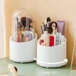 360° Rotating Makeup Organizer with Dustproof Cover