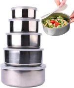 Premium Stainless Steel Fresh Food Box Set – 5 Pieces (10–18 cm) - Image 2