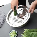 3-in-1 Stainless Steel Vegetable Cutter, Slicer & Grater with Mixing Bowl - Image 5