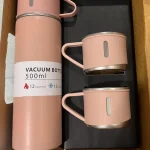 500ml Vacuum Insulated Bottle Set with 2 Cups – Pink