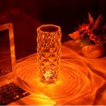 16 Color Crystal Rose Diamond Table Lamp Acrylic Table Lamp for Living Room Bedroom with Remote