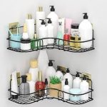 Corner Bathroom Shelf Organizer with Hooks – Wall Mounted Shower Rack