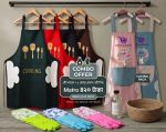 Kitchen Cooking Apron & Hand Gloves Combo Set – Waterproof Chef Apron with Heat Resistant Gloves 🍳🧤 - Image 3